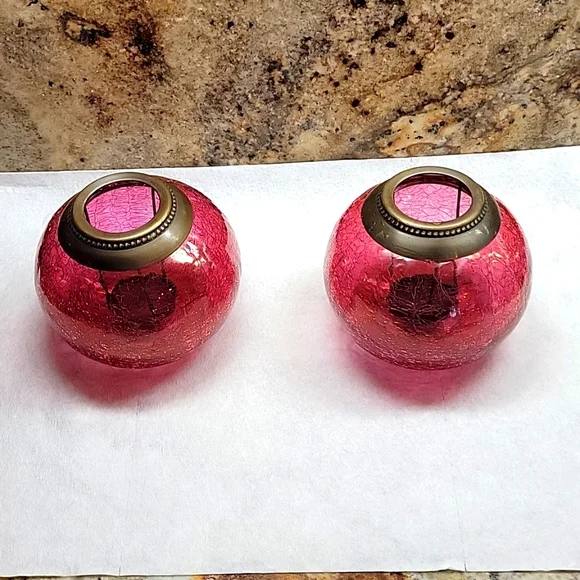 Vintage crackle glass tea light holders (2) - Picture 4 of 8